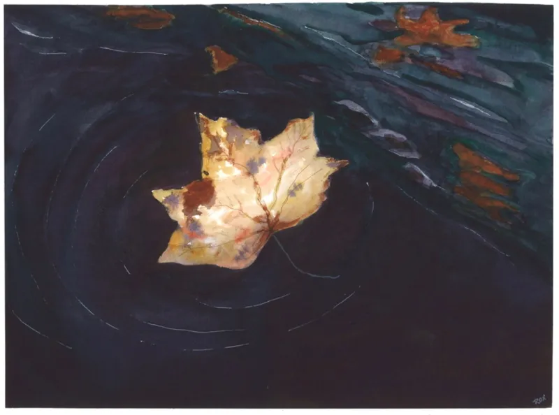 Feuille — Aquarelle originale, format A3. Œuvre de Roxana Rodriguez.