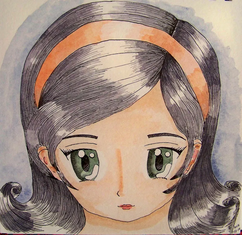 Regard manga — Portrait de cliente. Œuvre de Roxana Rodriguez.