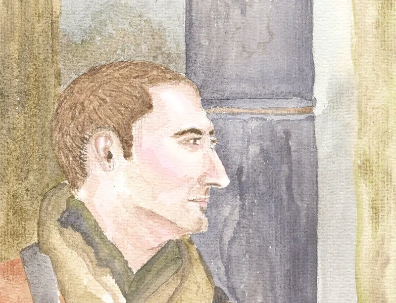 Portrait de profil — Aquarelle. Œuvre de Roxana Rodriguez.